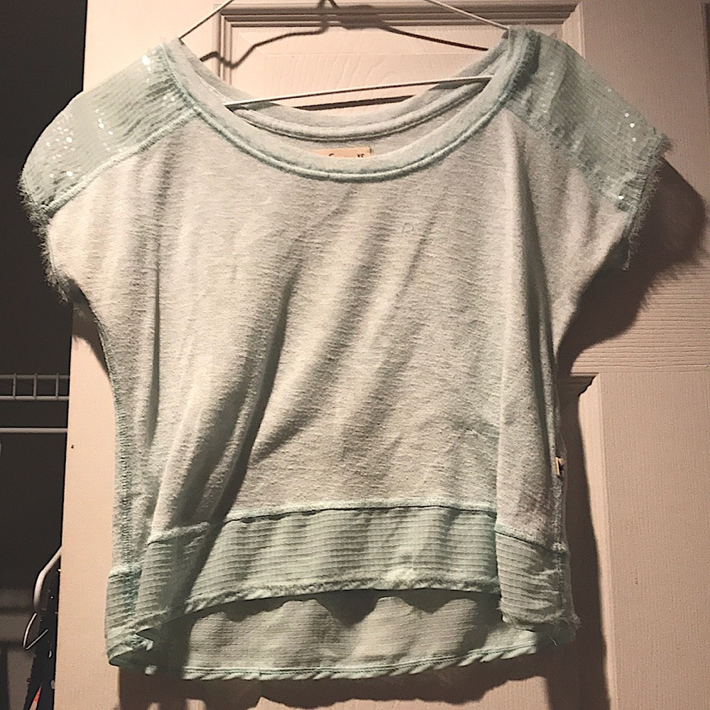 Hi lister teal sequin crop
